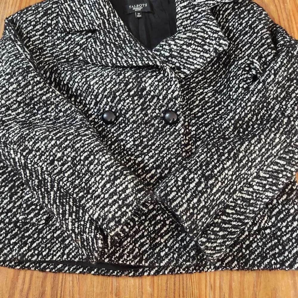 Talbots Double Breasted Cropped Wool Alpaca Blend Double Breasted Pea‎ Coat 6P